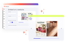 graphical user interface, web browser Issuu's embed feature, displaying using product catalog.