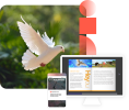 A dove flying with the Issuu features and flipbook on the right side. 