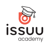Issuu Academy mit dem orangefarbenen Issuu-Logo