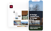 Desktop browser with content created in InDesign, into Issuu Visual Story on mobile-phone.