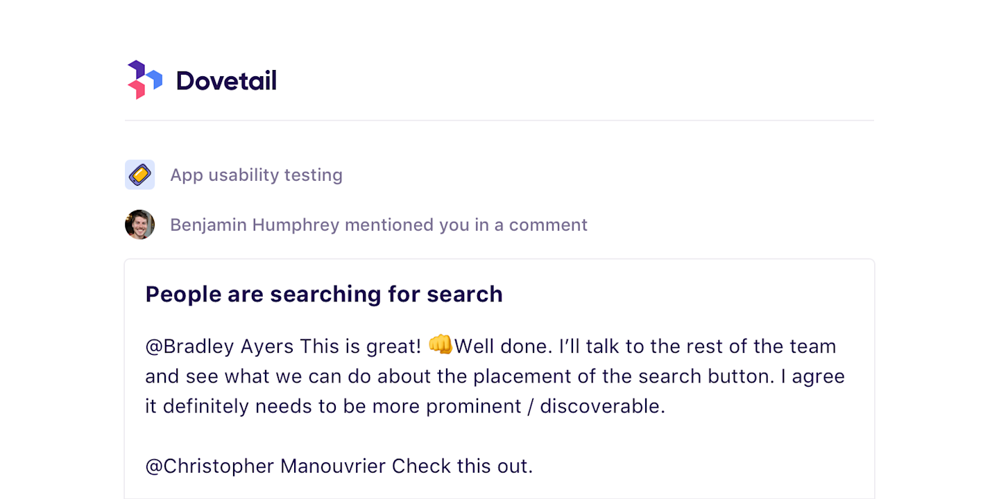Email notification when someone if mentioned in a comment.