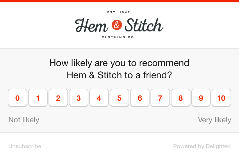 Powered by Delighted: How likely are you to recommend Hem & Stitch to a friend?