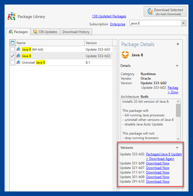 Screenshot showing the above instructions in the Package Library.