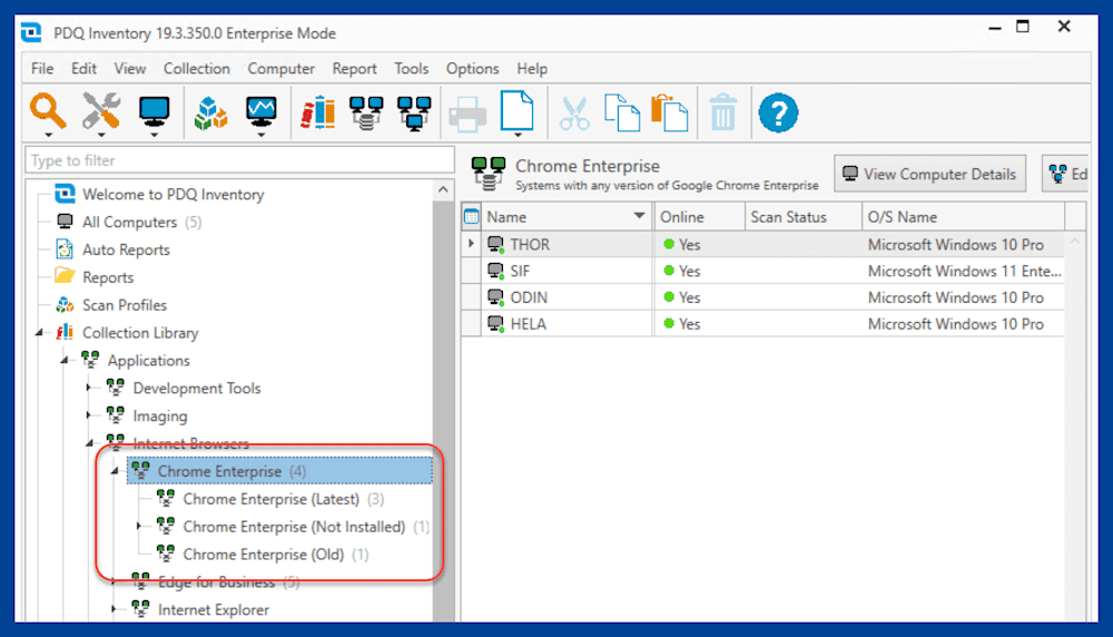 Chrome collections in PDQ Inventory