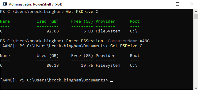 Running a command against a remote target that I am connected to with Enter-PSSession.