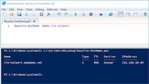 Screenshot of the above cmdlet in Windows PowerShell ISE.