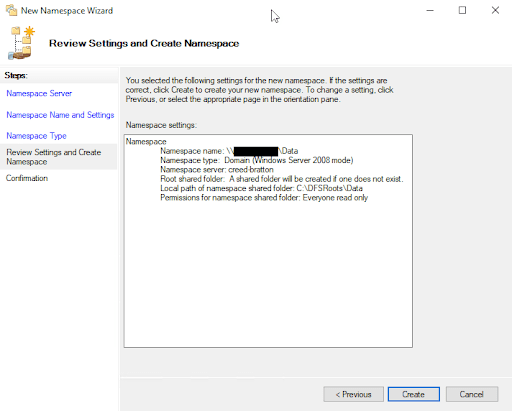 New Namespace Wizard