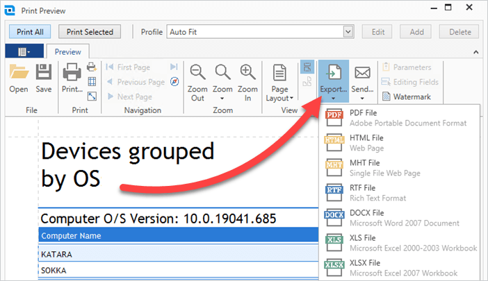 Export the report in your preferred file format.