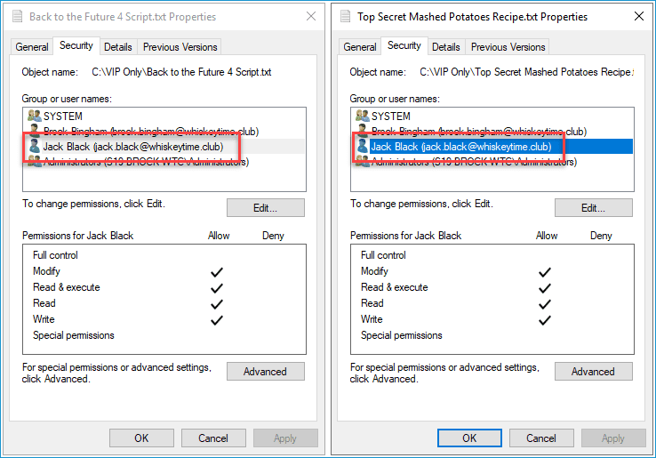 Screenshot showing the updated file permissions.