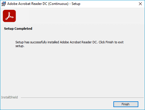 Installation progress window for Adobe Acrobat .msp update