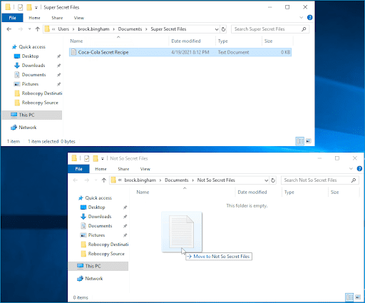 Screenshot showing the drag-and-drop method for moving a file.