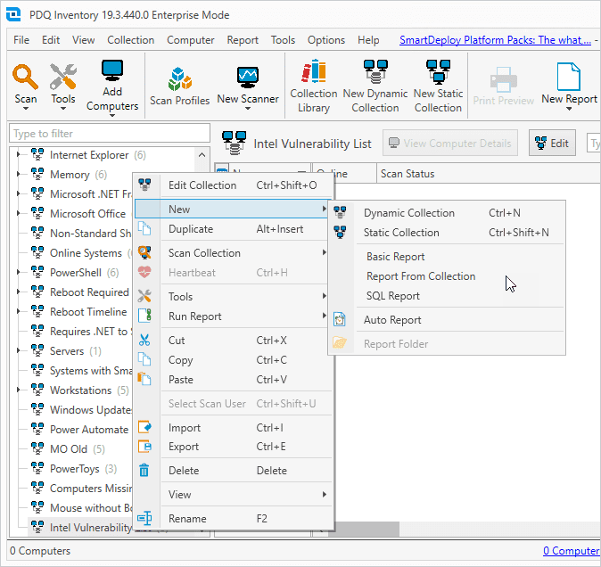 Create a report from a collection in PDQ Inventory.
