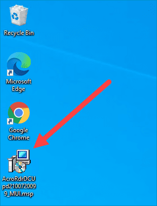 Download page for Adobe Acrobat Reader DC .msp update file