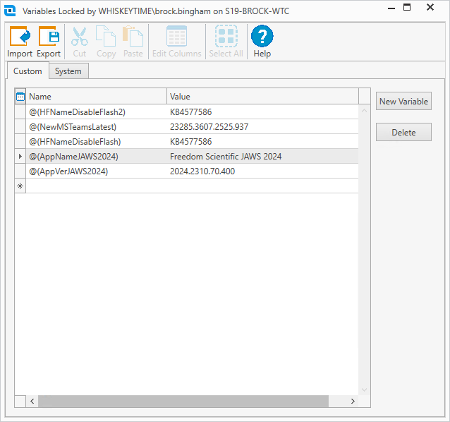 Custom variables in PDQ Inventory.