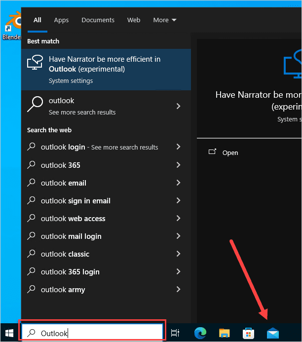 Checking the Start menu to see if the new Outlook is installed.