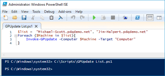 Invoke-GPUpdate Example