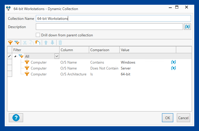 64-bit Workstations dynamic collection filters.