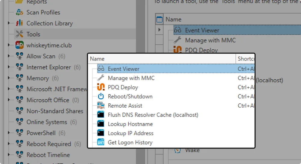 pdq inventory ui of custom tools