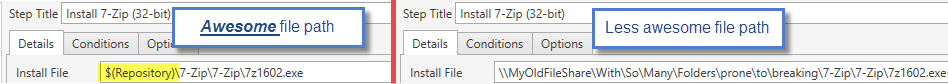 Install Step   Comparison of full file paths and Repository file paths