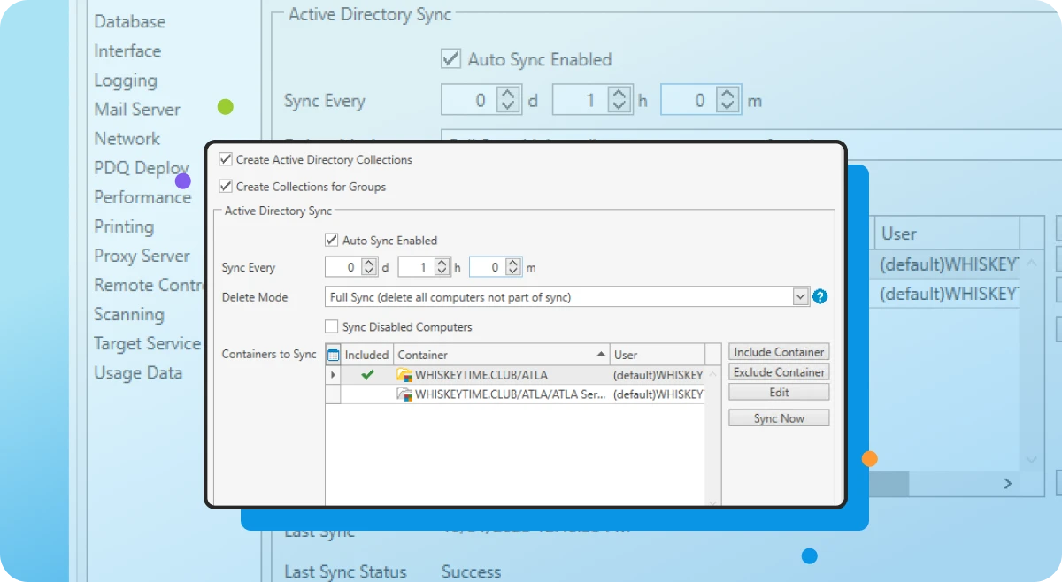 Deploy & Inventory UI showing Active Directory collections