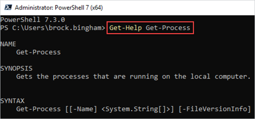Get-Process code example