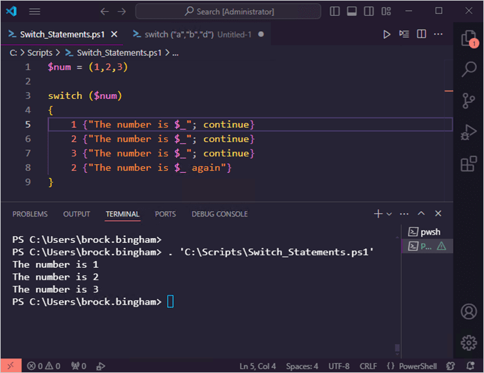 PowerShell switch statement example number five.
