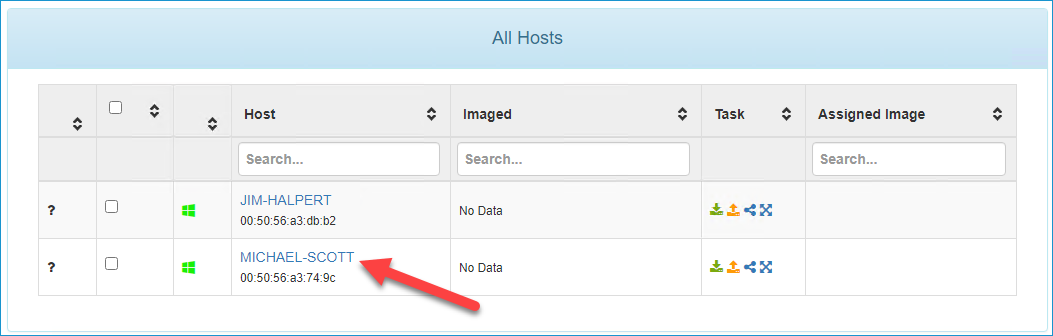 Click on the host you want to test the deployment on