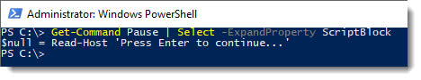 Function Contents - Get-Command Pause ExpandProperty ScriptBlock