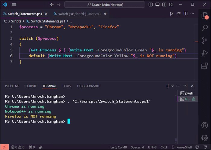 PowerShell switch statement example number seven.