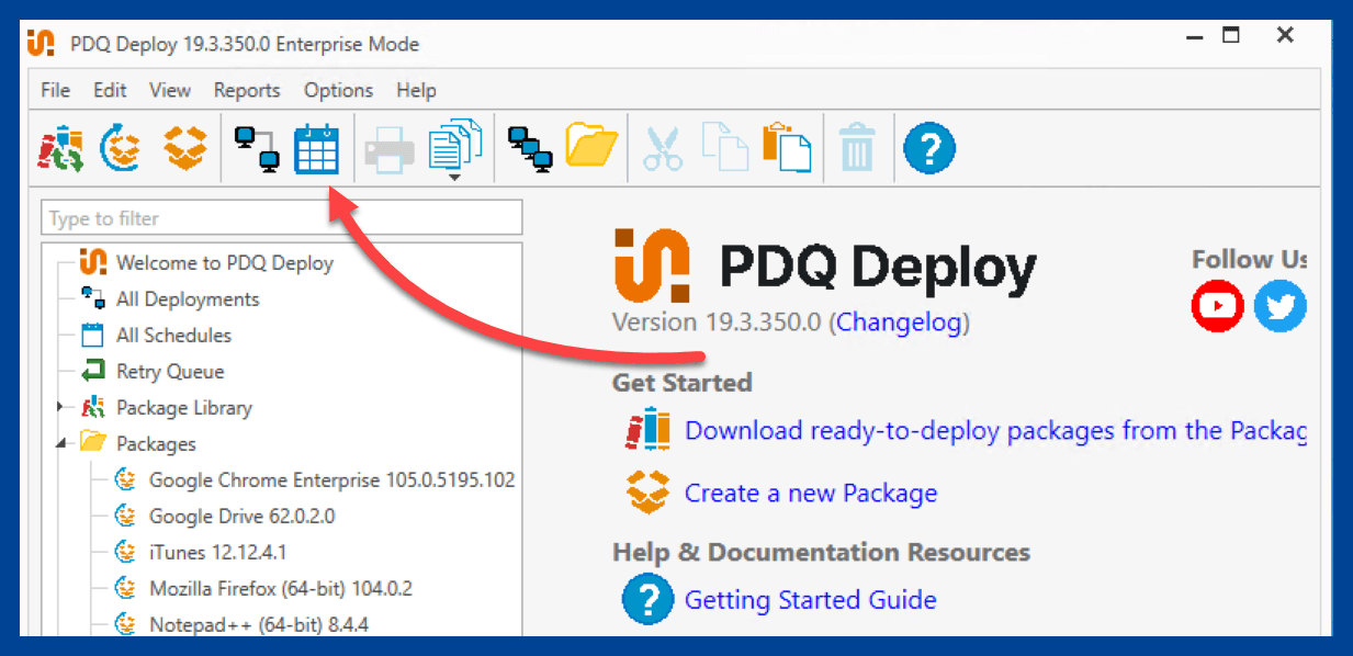 Click the New Schedule button in PDQ Deploy