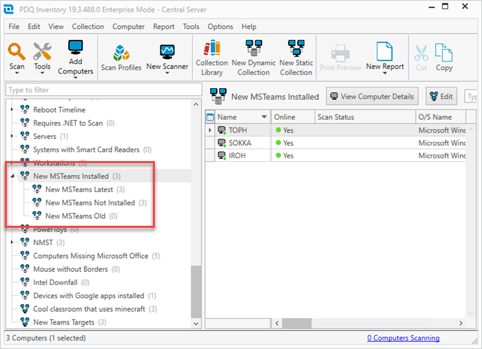 The collections as displayed after importing the XML file.