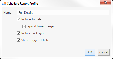 Schedule report profile full details