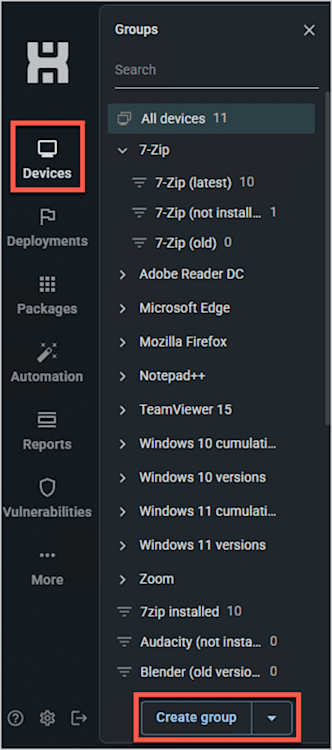 A screenshot showing how to create a dynamic group in PDQ Connect.