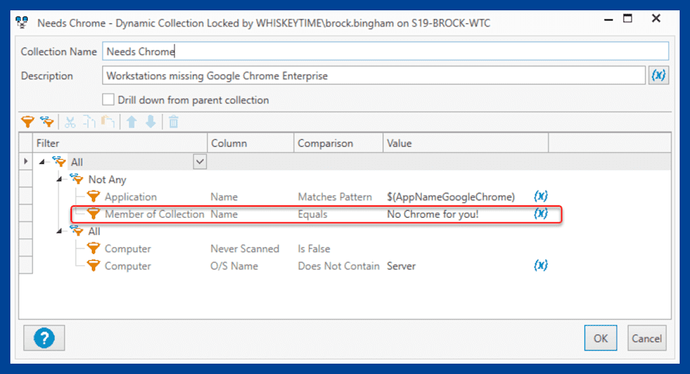 Needs Chrome collection filters
