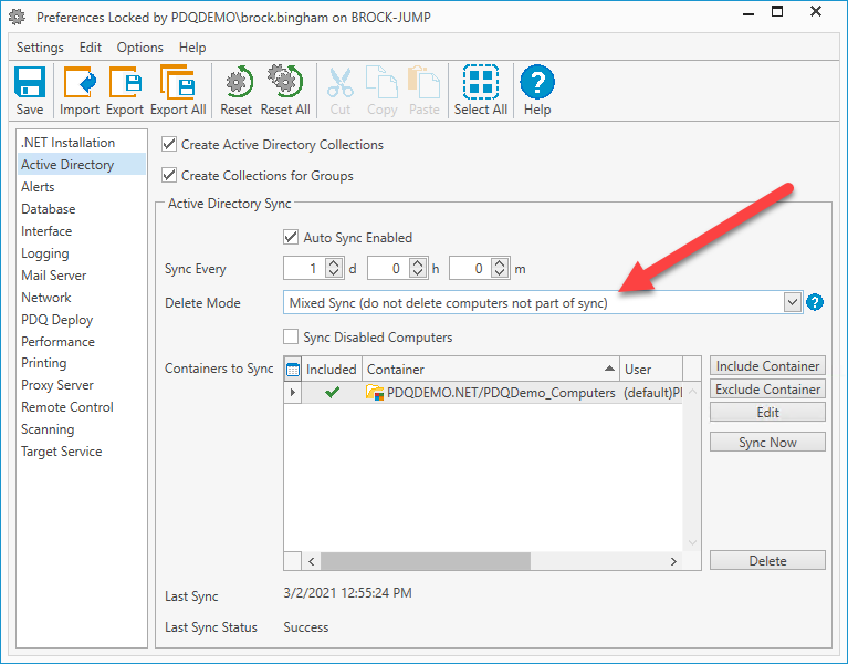 Change the Delete Mode to Mixed Sync