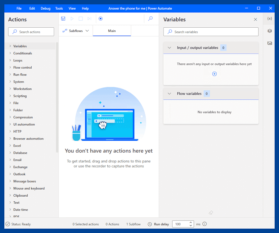 Screenshot of the Power Automate interface.