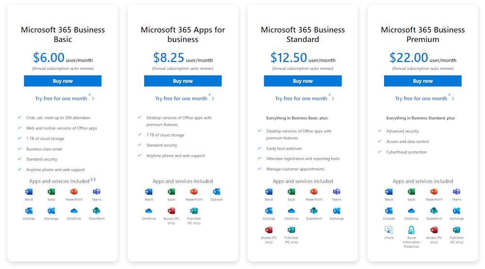 Microsoft 365 Business pricing