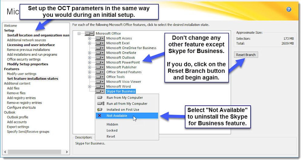 how to uninstall skype for business