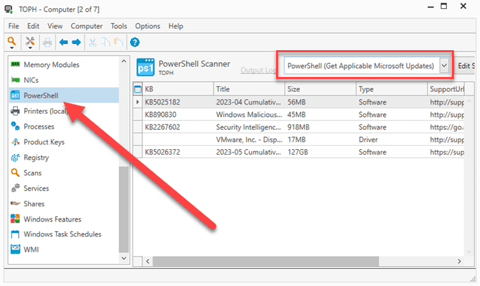 Get Applicable Microsoft Updates scan results.