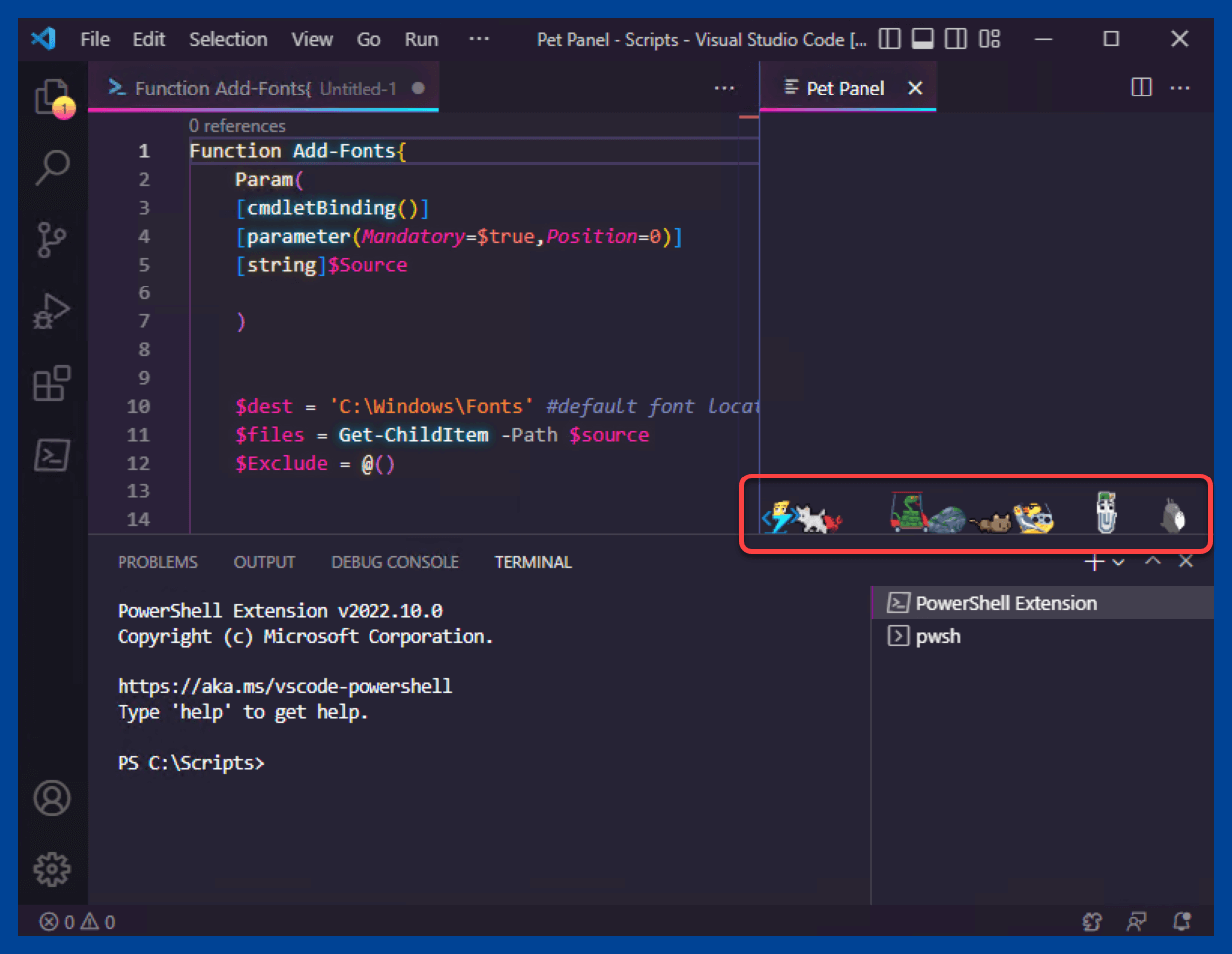 Too many pets in VS Code can get out of hand