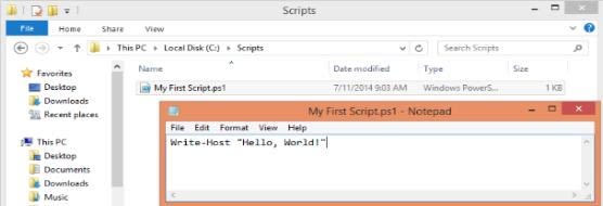Write-Host "Hello, World!" PowerShell script