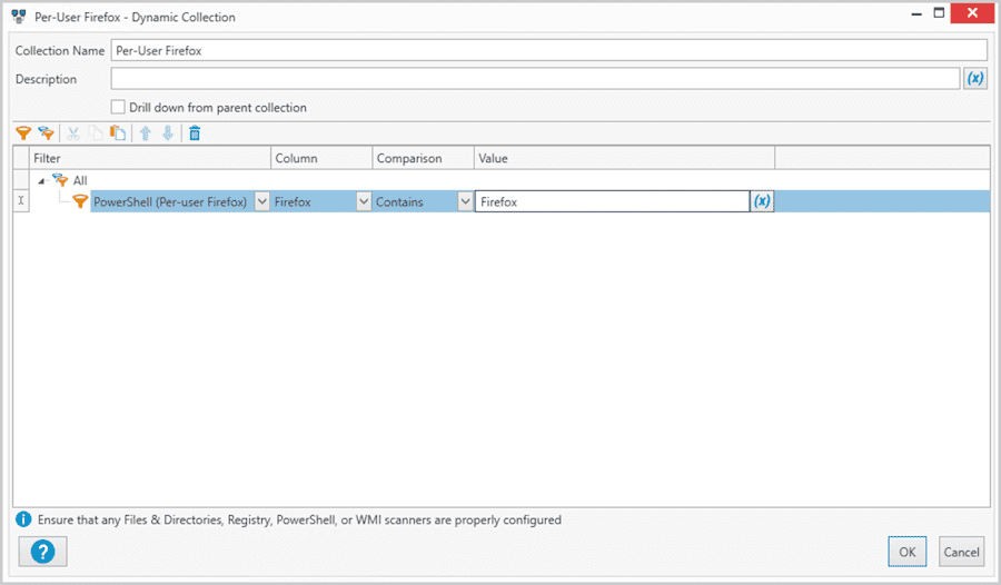A screenshot showing how to make a Dynamic Collection in PDQ Inventory