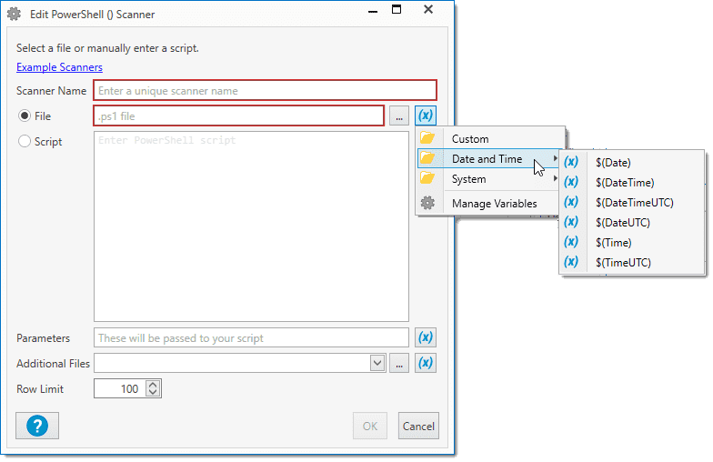 Variables in PS Scanner