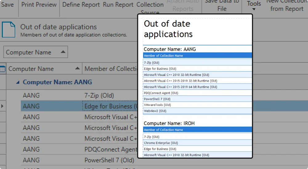 pdq inventory ui of reporting