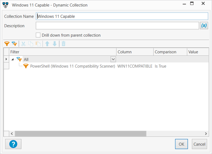 Windows 11 compatibility scanner filters.