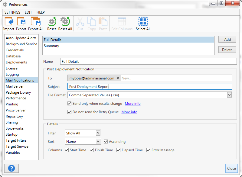 PDQ Deploy 7 preferences full detail screen shot