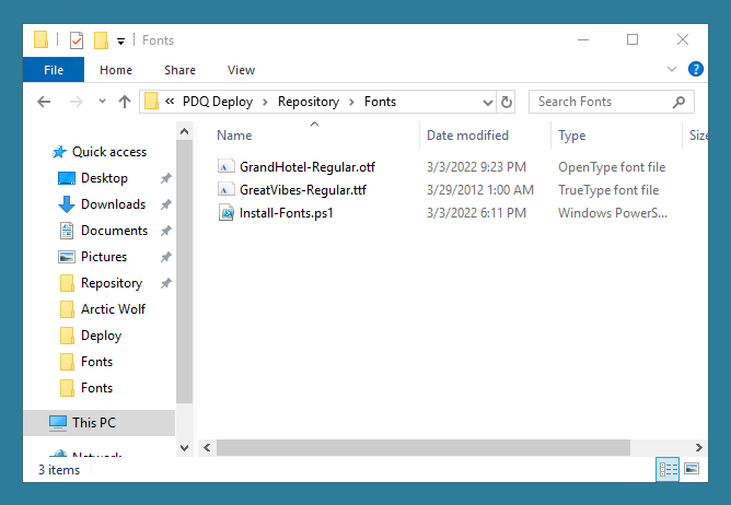 Contents of the fonts folder in the PDQ Deploy repository.