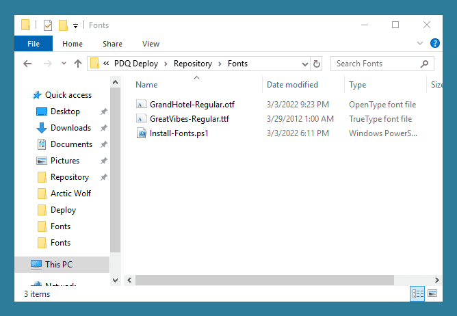 Contents of the fonts folder in the PDQ Deploy repository.