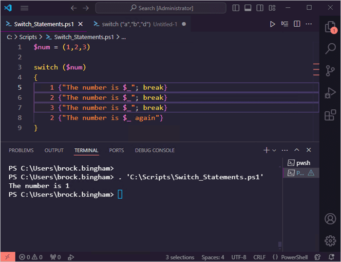 PowerShell switch statement example number six.