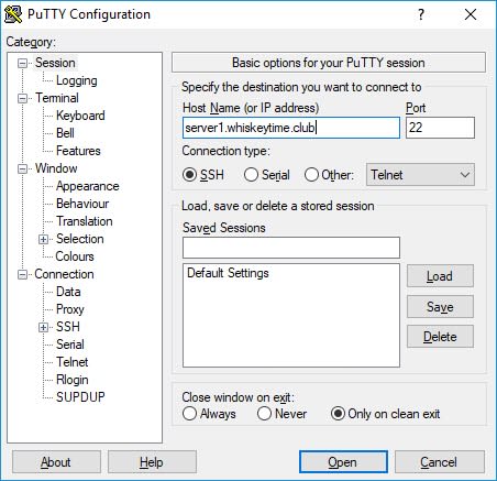 Screenshot of the PuTTY interface.